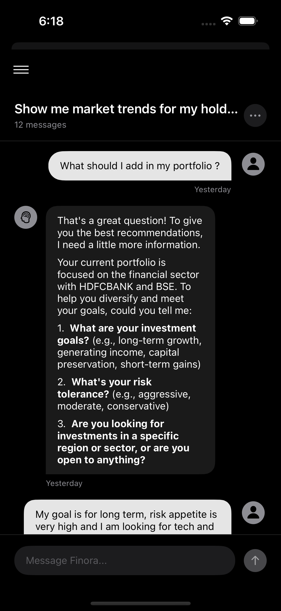 Finora App Screenshot